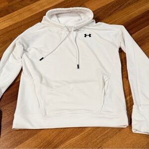 Women’s Under Armour White funnel neck Hoodie with mesh sleeves. Size XS